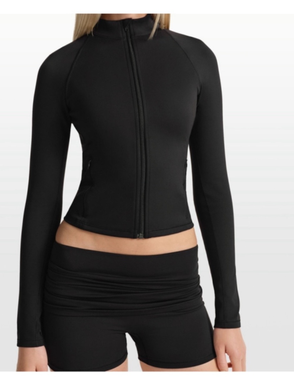 SKIMS NIKE Matte Mock Neck Zip-Front Long-Sleeve Athletic Jacket NWT